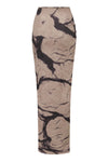 OUDE WAAG 25 Autumn/Winter Stretch Velvet Pleated Skirt OW-OW-25AW-SK17P2WI018-MHYH Beige Gray Print